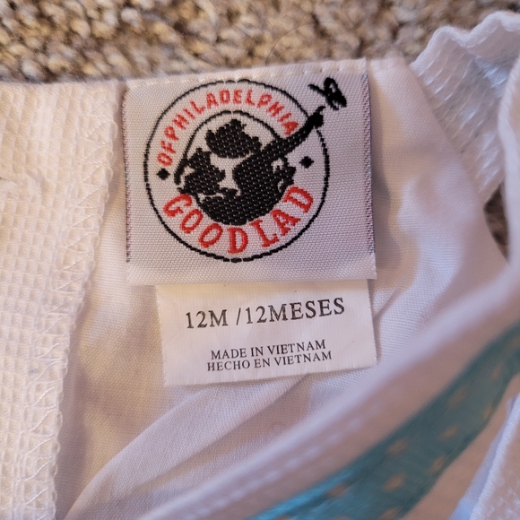 EUC Good Lad One Piece 12 Months Blue White Flowers Sleeveless Button Back - Picture 6 of 6